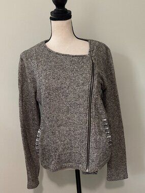 MKT Studio Grey Asymmetrical Zip Sweater Jacket M Like New